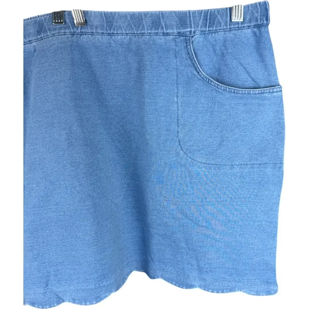 Quacker Factory DreamJeannes‎ Skort 3X Short Blue Stretch Denim Heart Pocket NWT